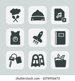 Premium set of fill icons. Such as sport, paper, business, book, transportation, headwear, t-shirt, water, kitchen, automobile, rocket, page, web, chief, music, sea, file, style, restaurant, food, hat