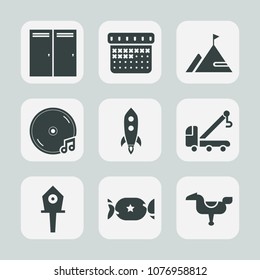 Premium set of fill icons. Such as white, home, bird, truck, food, business, kid, time, tow, date, spring, car, launch, calendar, child, house, sweet, lollipop, birdhouse, day, open, door, element