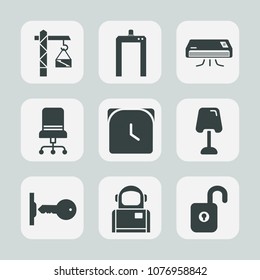 Premium Set Of Fill Icons. Such As Science, Astronaut, Conditioning, Cosmonaut, Machine, Table, Drill, Key, Conditioner, Health, Clock, Cosmos, Sign, Cooling, Security, Home, Air, Time, Medical, Hour