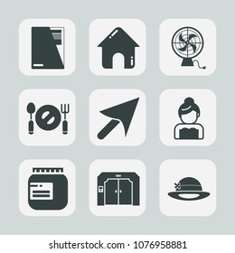 Premium set of fill icons. Such as ventilator, love, jam, building, fan, glass, arrow, spoon, heat, jar, web, couple, restaurant, home, document, file, fork, wedding, construction, pointer, knife, hat