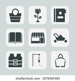 Premium set of fill icons. Such as white, travel, education, literature, nature, protective, business, jacket, gardening, modern, accessory, market, blossom, pink, textbook, book, leather, background