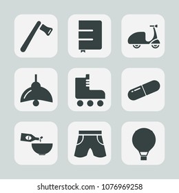 Premium set of fill icons. Such as white, repair, food, saw, textbook, tool, hammer, skating, parachuting, screwdriver, shorts, notebook, wine, light, book, sport, electricity, bike, pliers, template