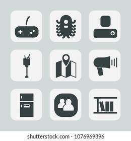 Premium set of fill icons. Such as monster, communication, controller, creature, location, profile, map, team, fridge, human, road, extraterrestrial, people, science, food, kitchen, bucket, technology