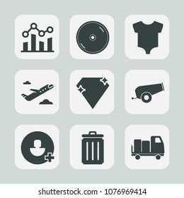 Premium set of fill icons. Such as clothing, up, departure, trend, recycling, plane, gem, dvd, profit, sign, kid, travel, child, financial, delivery, cute, account, cannon, trendline, baby, sound, gun