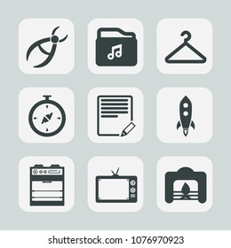 Premium set of fill icons. Such as oven, fashion, dentistry, warm, dentist, home, coat, internet, drill, christmas, text, video, fireplace, compass, map, wardrobe, rocket, medical, fire, clothing, web