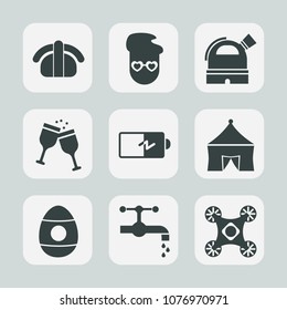 Premium set of fill icons. Such as drone, old, retro, holiday, tap, electricity, fashion, rice, camera, japan, seafood, spring, hipster, drink, faucet, decoration, sushi, power, alcohol, bathroom, art