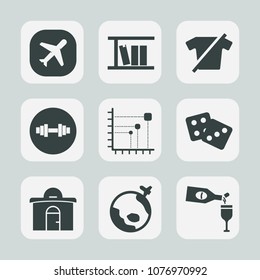 Premium set of fill icons. Such as t-shirt, fashion, business, book, travel, sign, clothes, health, equipment, gambling, clothing, drink, chart, wine, house, alcohol, shirt, fitness, world, aircraft