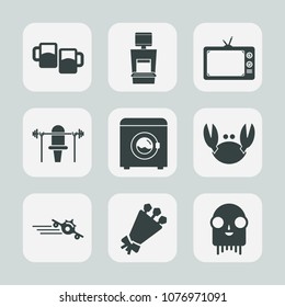 Premium set of fill icons. Such as medical, wash, ufo, screen, plane, diagnostic, pub, mug, airplane, alien, travel, scan, xray, beautiful, health, monster, flight, equipment, departure, lager, tv