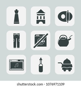 Premium set of fill icons. Such as kitchen, pan, white, dont, top, wash, service, clothing, technology, strategy, sign, network, pants, wear, clothes, king, medicine, bed, hotel, fashion, room, kettle