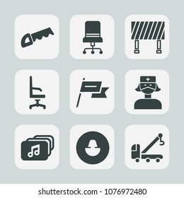 Premium set of fill icons. Such as saw, tow, nation, nurse, chair, style, waving, accident, interior, state, vehicle, modern, seat, traffic, file, white, furniture, road, truck, car, tool, human, wind