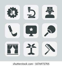 Premium set of fill icons. Such as nurse, tropical, roller, equipment, computer, virus, medicine, sign, ladle, warehouse, science, tool, leisure, health, roll, research, nature, star, curtain, paint