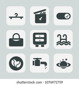 Premium Set Of Fill Icons. Such As Wardrobe, Duck, Globe, Object, Food, Business, Car, , Space, Toy, Office, Nature, Planet, Hanger, Sink, Caffeine, Water, Sport, Ball, Child, Bean, Furniture, Coat