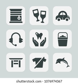 Premium set of fill icons. Such as car, home, light, wildlife, nature, window, alcohol, room, shirt, automobile, red, japanese, japan, apartment, water, ocean, travel, drink, speaker, white, clothes