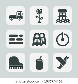 Premium set of fill icons. Such as musical, summer, flower, car, transportation, pink, off, button, transport, sport, ship, template, petal, cargo, switch, spring, vessel, power, white, percussion