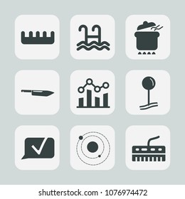 Premium set of fill icons. Such as hairstyle, dinner, water, dish, keyboard, healthy, hair, diet, pot, system, drop, stew, map, music, swim, fashion, care, trend, pool, pin, knife, graph, kitchen