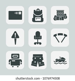 Premium set of fill icons. Such as danger, android, school, house, wear, office, cyborg, parachuting, city, chair, parachute, internet, sky, jump, business, send, letter, shorts, estate, robot, vessel