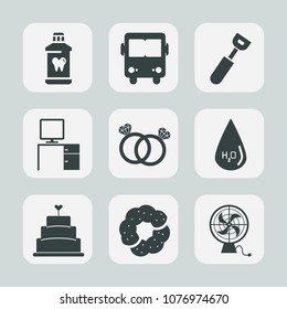Premium set of fill icons. Such as brush, care, business, bus, dental, diamond, drink, paste, transport, toothbrush, cooking, travel, transportation, vehicle, restaurant, doughnut, food, pie, wedding