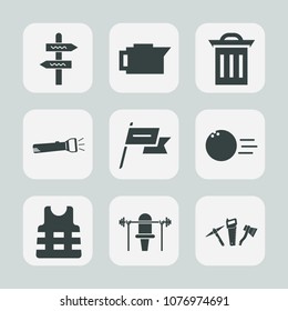 Premium set of fill icons. Such as bowling, waste, life, recycle, brown, fitness, coffee, sport, pollution, espresso, wind, weight, ball, lamp, rubbish, trash, road, beverage, cafe, fun, hammer, arrow