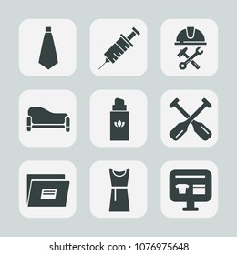 Premium set of fill icons. Such as necktie, dress, business, sale, file, paper, cart, builder, construction, fashion, suit, care, medical, dental, paddle, medicine, site, oar, home, ecommerce, beauty
