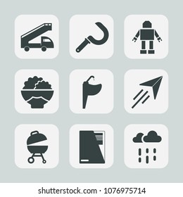 Premium set of fill icons. Such as intelligence, wet, agriculture, organic, fly, plane, harvest, technology, grain, barbecue, paper, future, farm, meat, weather, tap, farming, truck, futuristic, rain