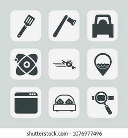 Premium set of fill icons. Such as construction, web, vehicle, browser, building, view, saw, furniture, water, double, flight, sign, white, tool, job, travel, laptop, screwdriver, space, bed, cosmos