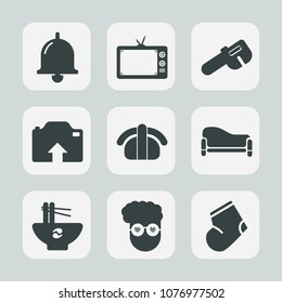 Premium set of fill icons. Such as style, meal, room, call, food, seafood, technology, television, upload, hammer, sound, media, fashion, video, wrench, japan, winter, ring, spanner, couch, bell, bowl
