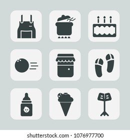 Premium set of fill icons. Such as bottle, milk, sugar, stew, jam, sport, wear, protective, meal, apron, sweet, bakery, footwear, nutrition, fun, plastic, pie, dish, cooking, pot, chef, jar, cream