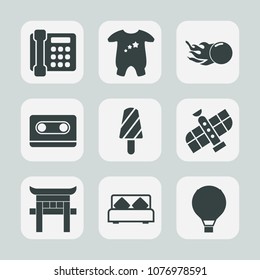 Premium set of fill icons. Such as food, phone, fruit, travel, bedroom, sign, music, space, retro, dessert, furniture, astronomy, comet, shrine, station, ice, double, cute, child, cassette, parachute