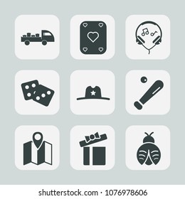 Premium set of fill icons. Such as west, card, music, listen, location, sport, casino, road, texas, audio, dice, fly, hat, cowboy, sheriff, league, holiday, technology, celebration, success, baseball