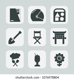 Premium set of fill icons. Such as sport, toy, seat, restaurant, tool, paper, torii, spring, duck, shrine, motorbike, car, document, japan, motor, japanese, bear, alcohol, glass, sign, speed, shovel