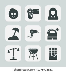 Premium set of fill icons. Such as dessert, judge, boy, justice, young, digital, hairdryer, balance, photographer, bbq, little, technology, woman, grill, sea, dryer, cooking, photography, people, kid