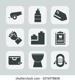 Premium set of fill icons. Such as patient, finger, hand, play, musical, spray, bag, percussion, sailboat, ball, human, artillery, silhouette, cannon, coupon, travel, people, weapon, price, sale, 