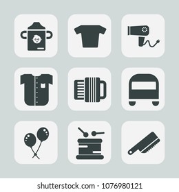 Premium set of fill icons. Such as hairstyle, hairdryer, beauty, kid, hair, clothing, celebration, table, healthy, cutlery, nutrition, dryer, musical, milk, transport, transportation, blow, music, bus