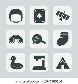 Premium set of fill icons. Such as safety, sewing, binocular, industrial, construction, play, planet, nature, tent, kitchen, satellite, outdoor, clothes, worker, white, card, warm, cooking, casino