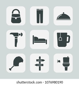 Premium set of fill icons. Such as saw, service, tea, casual, construction, men, hammer, bird, accessory, bag, drill, furniture, fashion, clothes, plate, wc, way, chicken, bathroom, pants, food, dish