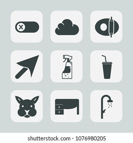 Premium set of fill icons. Such as spray, business, drink, pan, electricity, white, internet, juice, electrical, electric, rabbit, bottle, control, housework, energy, switch, cooking, cold, technology