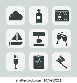 Premium set of fill icons. Such as kitchen, cloud, medicine, red, calendar, clean, day, technology, machine, schedule, cardiology, medical, hygiene, object, date, drink, timetable, toy, travel, liquid