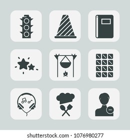 Premium set of fill icons. Such as user, star, yellow, sign, technology, street, campfire, hot, lamp, background, stop, restaurant, profile, night, audio, music, astronomy, bar, road, red, nature, sky