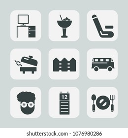 Premium set of fill icons. Such as transportation, style, calendar, cricket, water, boiler, competitive, competition, office, transport, knife, match, reminder, bar, computer, graphic, fork, work, bus