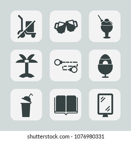 Premium set of fill icons. Such as food, banner, street, tropical, chain, education, bar, lager, drink, sweet, easter, beverage, receiving, send, packaging, road, dessert, palm, holiday, leaf, beer