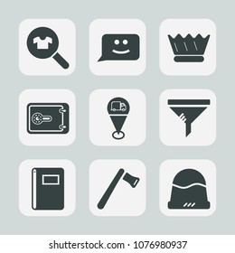 Premium set of fill icons. Such as headwear, smile, construction, casual, luxury, finance, clothing, fashion, air, sign, happy, woman, store, shopping, lifestyle, bank, clothes, page, map, safe, cap