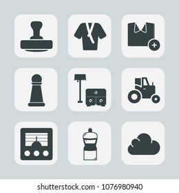 Premium set of fill icons. Such as cleaner, agriculture, bathrobe, wireless, equipment, chess, fashion, casual, sofa, beauty, clothes, communication, bed, field, shirt, stamp, chair, radio, strategy