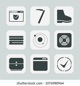 Premium set of fill icons. Such as web, system, dinner, galaxy, equipment, fast, solar, hamburger, drawer, sport, planet, hammer, website, burger, space, screwdriver, check, silhouette, construction