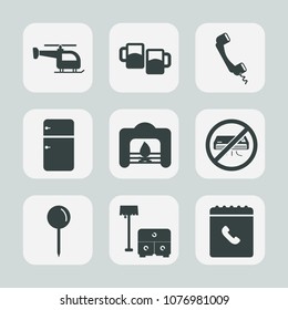 Premium set of fill icons. Such as book, food, table, transport, phone, foam, refrigerator, fridge, air, glass, sign, fire, mobile, alcohol, lager, mug, aircraft, flight, bed, sofa, chair, furniture