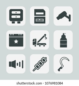 Premium set of fill icons. Such as food, digital, document, grilled, volume, surveillance, office, sickle, decoration, agriculture, save, party, truck, celebration, data, tool, event, sign, star, tow