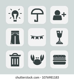 Premium set of fill icons. Such as rain, female, winner, achievement, innovation, electricity, electric, fresh, pants, flag, account, food, happy, meteorology, woman, sea, light, award, idea, seafood