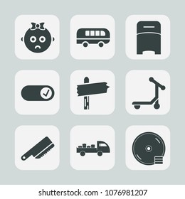 Premium Set Of Fill Icons. Such As Direction, Interior, Little, Scooter, Kid, Disc, Road, Cute, Travel, Traffic, Disk, Cutlery, Street, Bedroom, Portrait, Sad, Cd, Business, Arrow, Home, Dvd, White, 