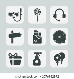 Premium set of fill icons. Such as lolly, business, dessert, music, equipment, stick, arrow, way, snorkel, mask, lollipop, spray, headphones, holiday, colorful, water, sport, dvd, birthday, chocolate