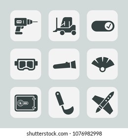 Premium set of fill icons. Such as drill, space, work, fan, delivery, , night, torch, light, bank, construction, hand, finance, machine, craft, car, transportation, kitchen, sea, sensu, food, ladle