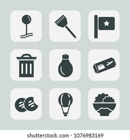 Premium set of fill icons. Such as box, kitchen, sign, garbage, pin, trash, rice, dessert, parachuting, air, pan, travel, white, chef, snack, america, power, idea, energy, grain, flight, parachute